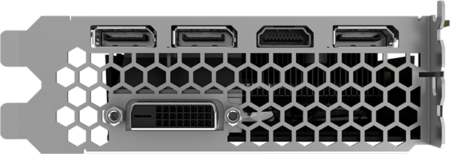 Palit GeForce GTX 1070 Ti Dual の背面のインターフェース