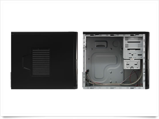ドスパラ Micro ATX EM023ケース側面とケース内部