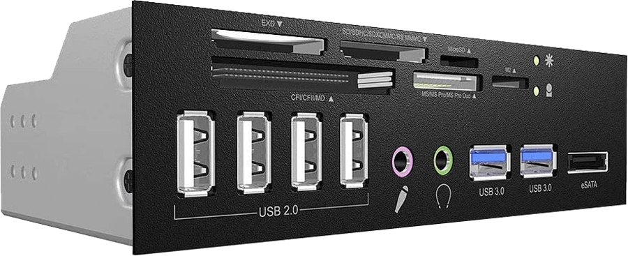 EasyDiy 2ポートUSB 3.0 USB 2.0ハブ電源ESATA HDオーディオオール1インチの5.25インチ光学ドライブベイフロントパネルカードリーダー