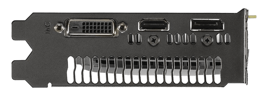 ASUS GeForce GTX 1650 の背面のインターフェース