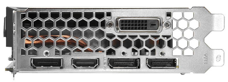 Palit GeForce RTX 2070 Dual の背面のインターフェース