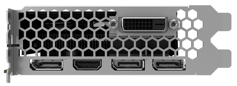 GeForce GTX 1070 Ti Dual の背面のインターフェース